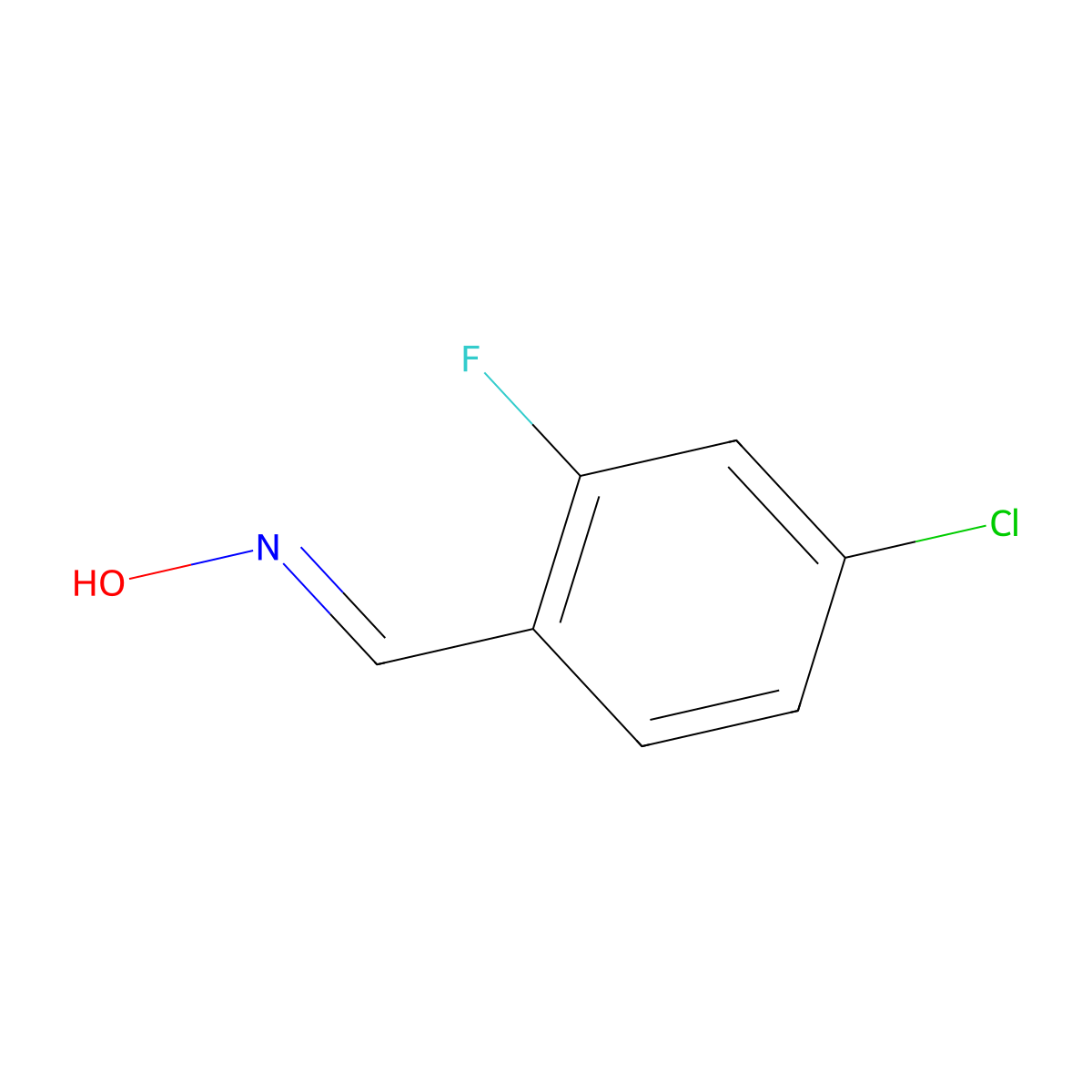 (E)-4-chloro-2-fluorobenzaldehyde oxime molecular structure, CAS 159693-00-2