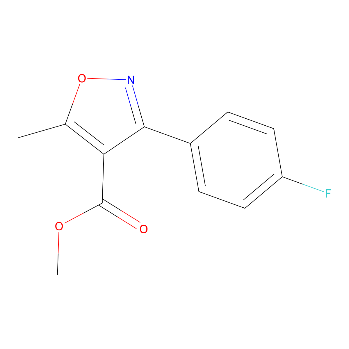 Methyl 3-(4-fluorophenyl)-5-methyl-1,2-oxazole-4-carboxylate molecular structure, CAS 159693-09-1