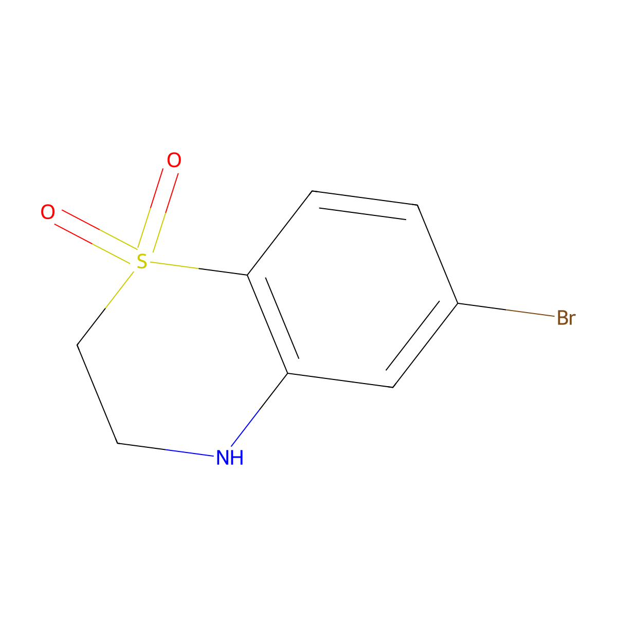 6-bromo-3,4-dihydro-2H-1lambda6,4-benzothiazine-1,1-dione molecular structure, CAS 1596930-31-2