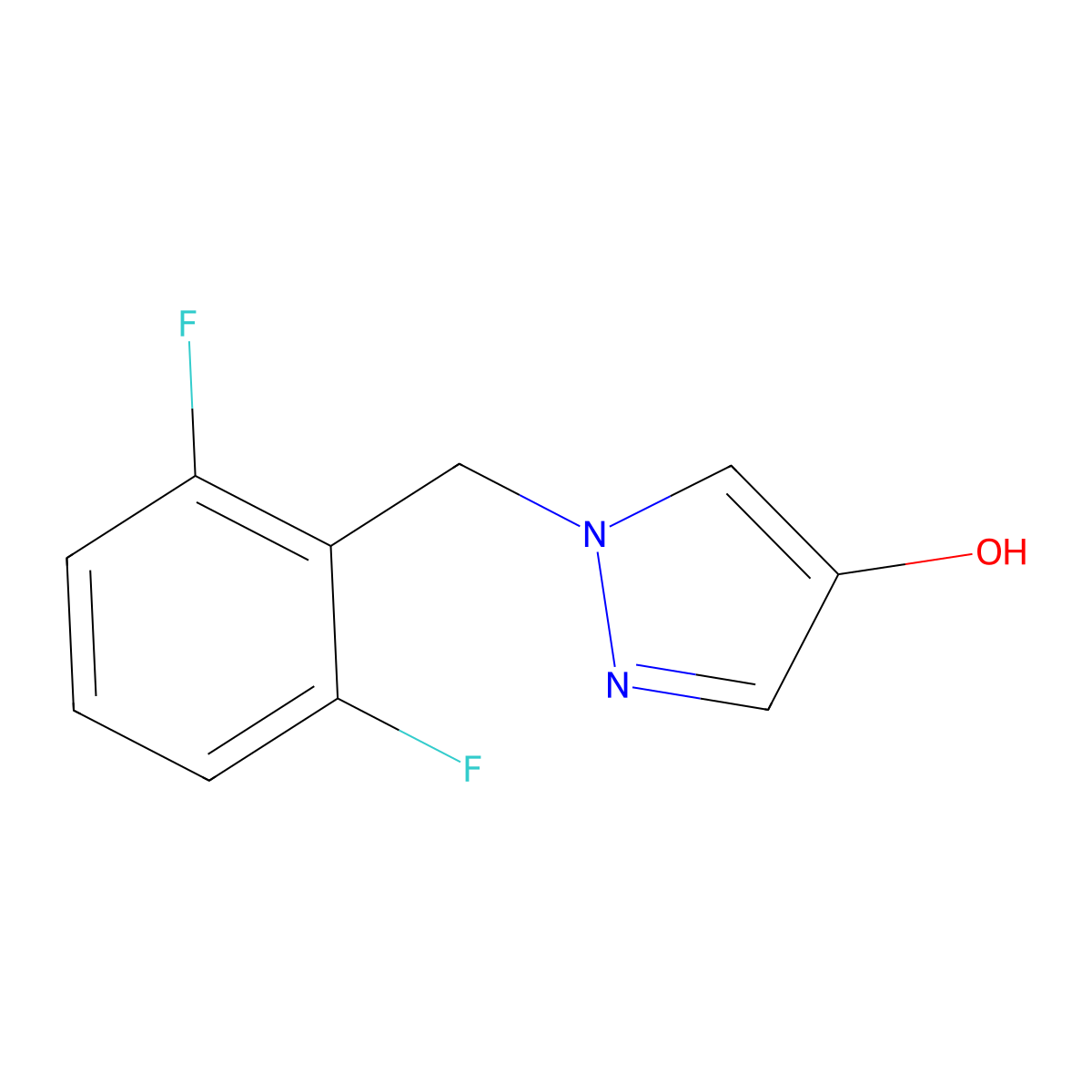 1-(2,6-Difluoro-benzyl)-1H-pyrazol-4-ol molecular structure, CAS 1596958-21-2