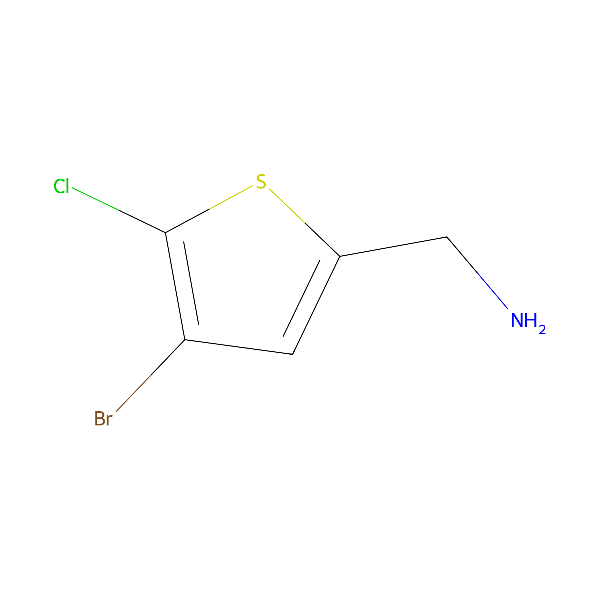 1-(4-Bromo-5-chlorothiophen-2-yl)methanamine molecular structure, CAS 1596964-38-3