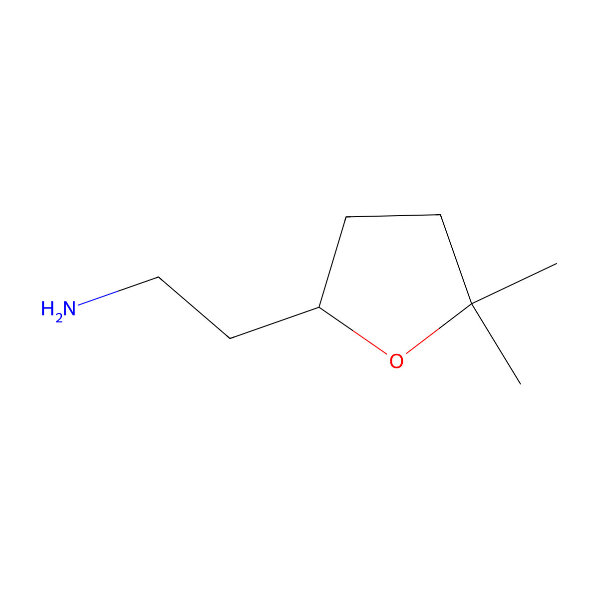 2-(5,5-Dimethyloxolan-2-yl)ethan-1-amine molecular structure, CAS 1596967-19-9