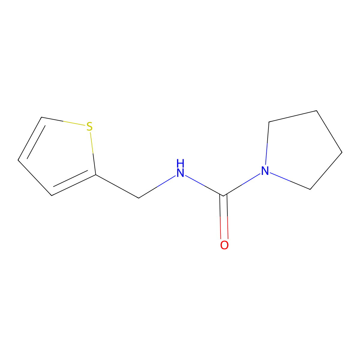 N-(thiophen-2-ylmethyl)pyrrolidine-1-carboxamide molecular structure, CAS 1596986-75-2