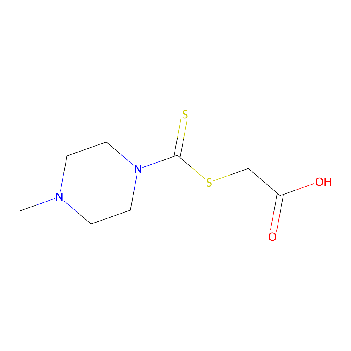2-((4-Methylpiperazine-1-carbonothioyl)thio)acetic acid molecular structure, CAS 15970-45-3
