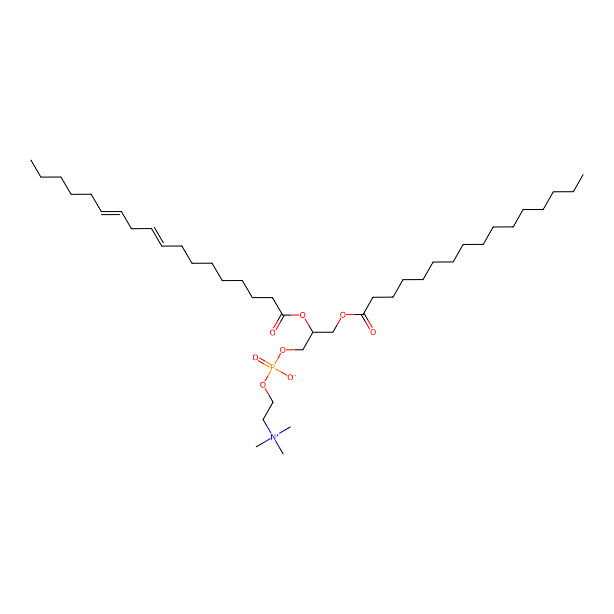 (R)-2-(Octadeca-9,12-dienoyloxy)-3-(palmitoyloxy)propyl (2-(trimethylammonio)ethyl) phosphate molecular structure, CAS 159701-21-0