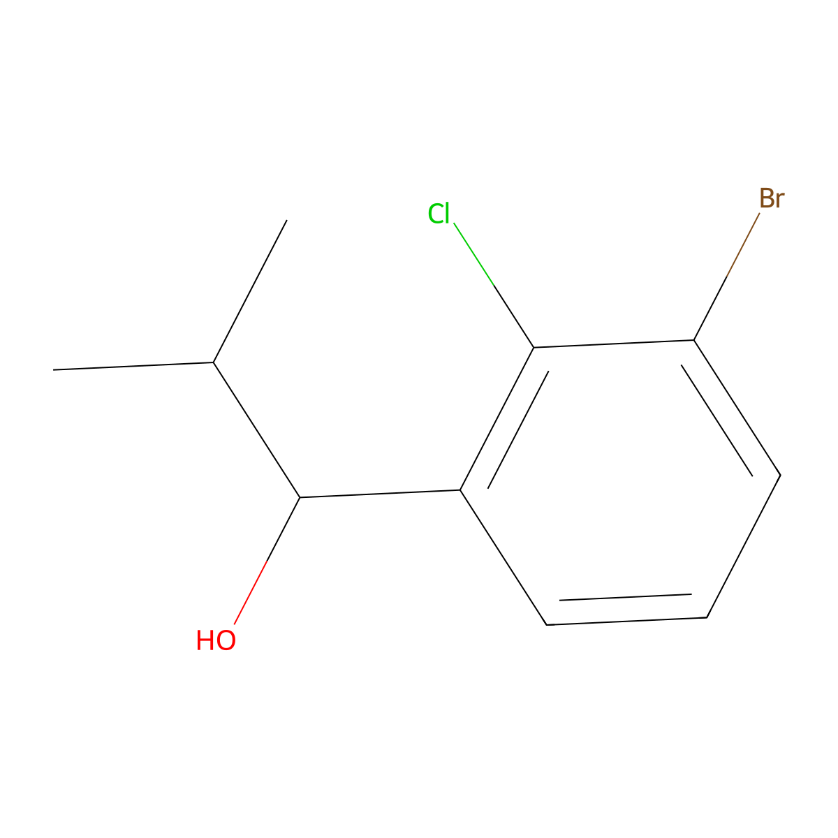 1-(3-Bromo-2-chlorophenyl)-2-methylpropan-1-ol molecular structure, CAS 1597024-29-7