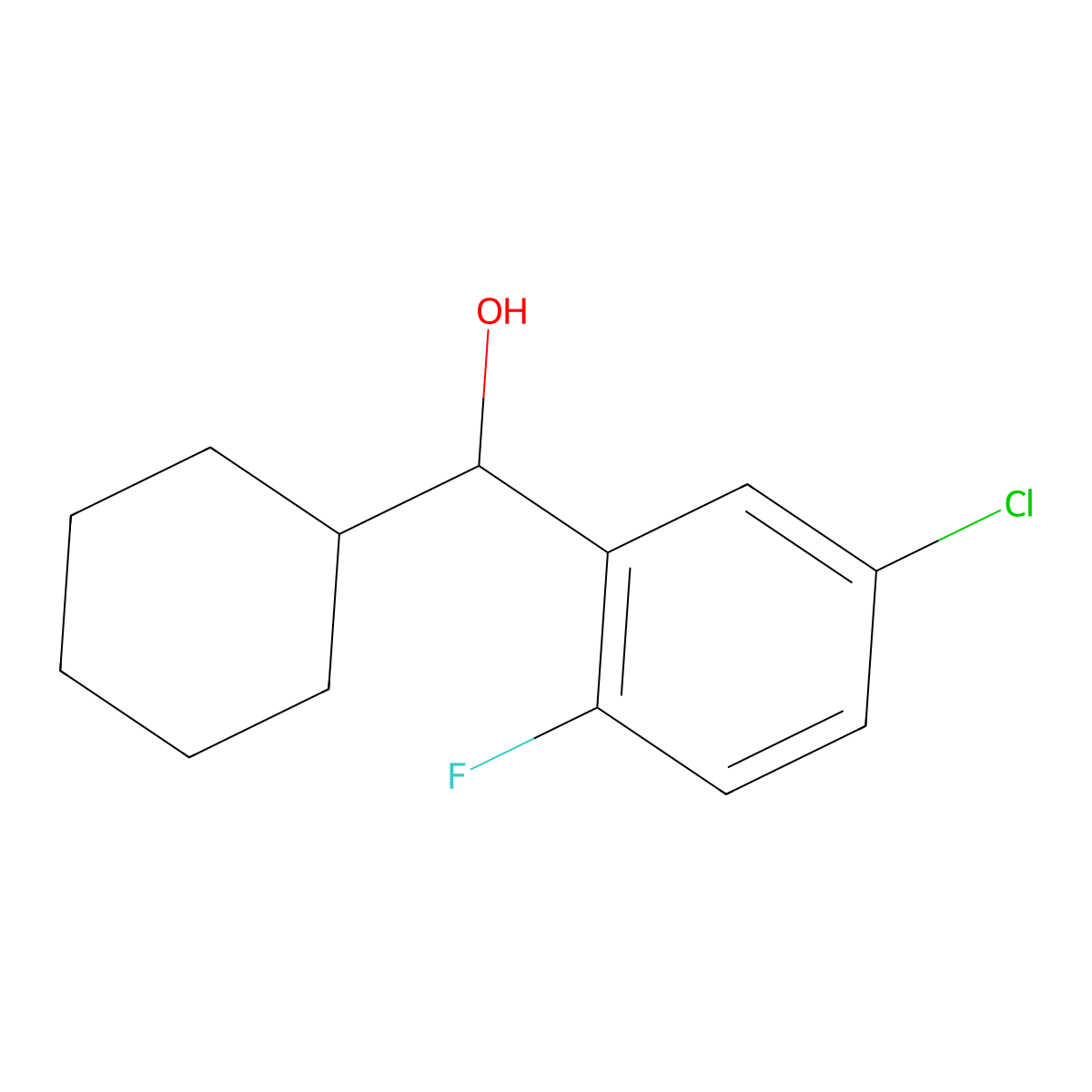 (5-Chloro-2-fluorophenyl)(cyclohexyl)methanol molecular structure, CAS 1597041-83-2