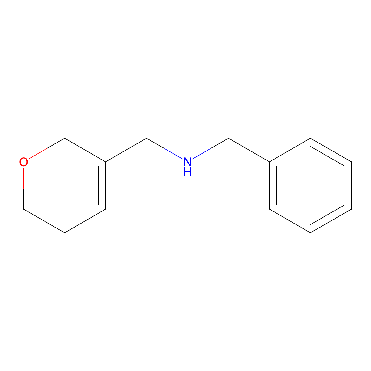 benzyl[(5,6-dihydro-2H-pyran-3-yl)methyl]amine molecular structure, CAS 1597055-86-1