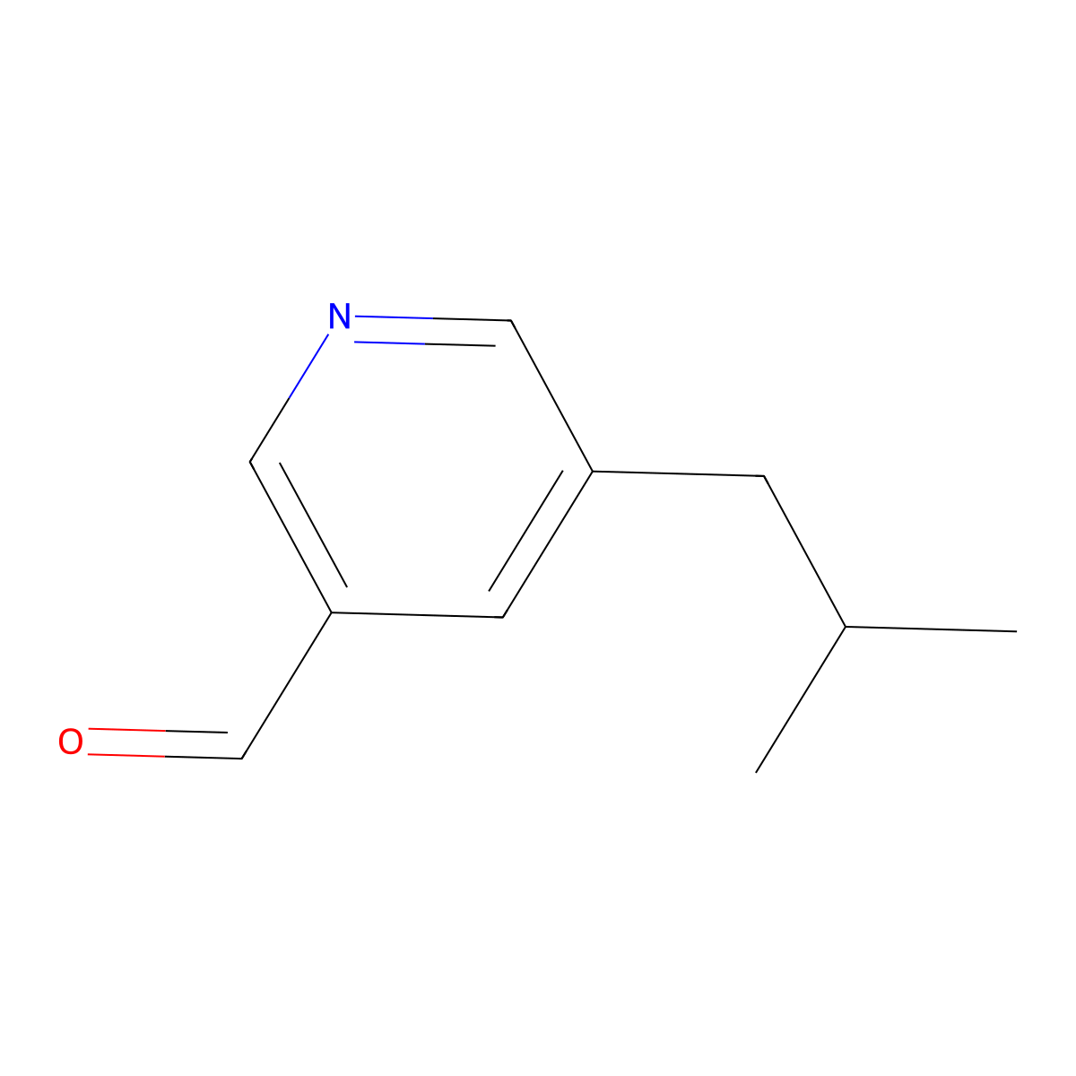 5-(2-Methylpropyl)pyridine-3-carbaldehyde molecular structure, CAS 1597064-75-9
