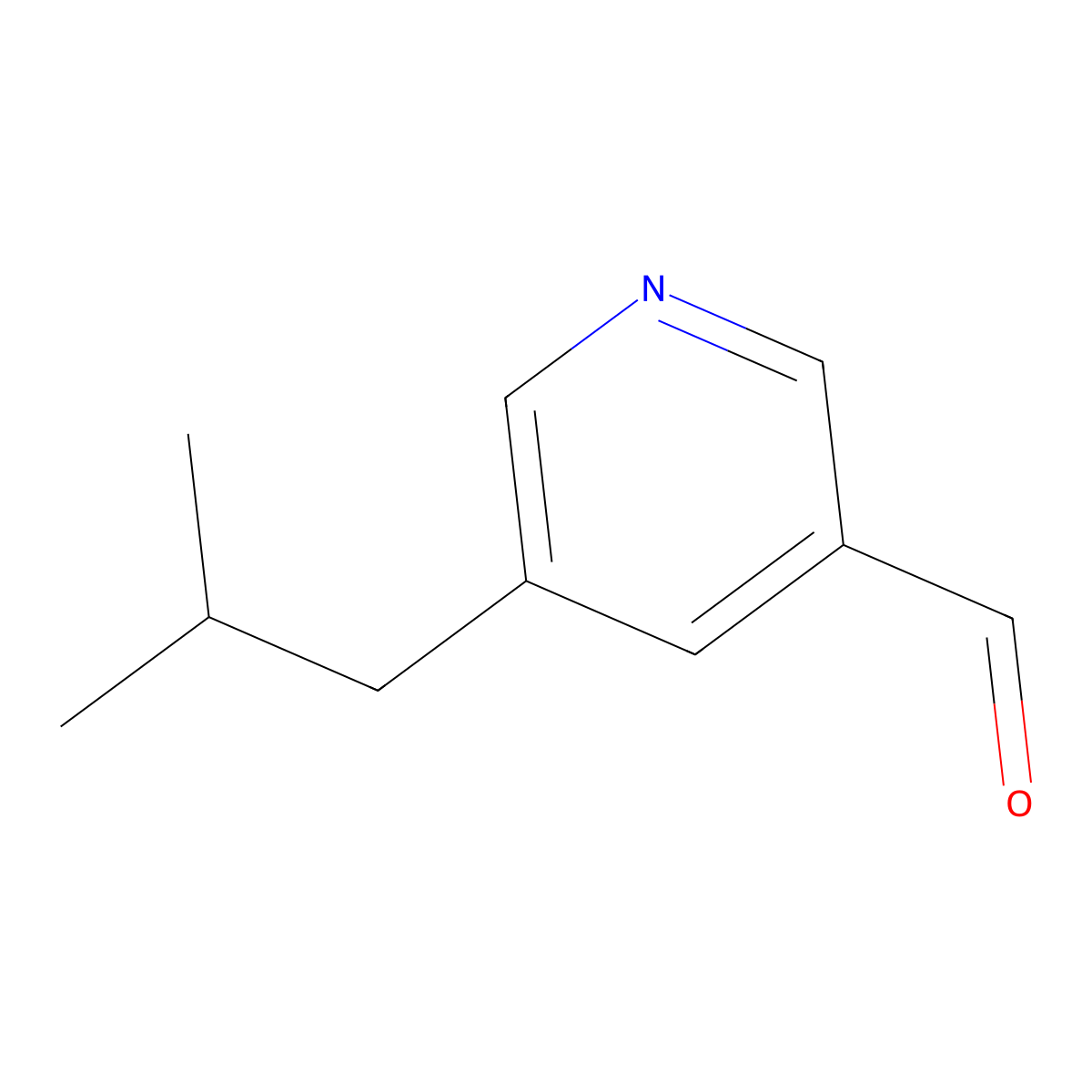 5-(2-Methylpropyl)pyridine-3-carbaldehyde molecular structure, CAS 1597064-75-9