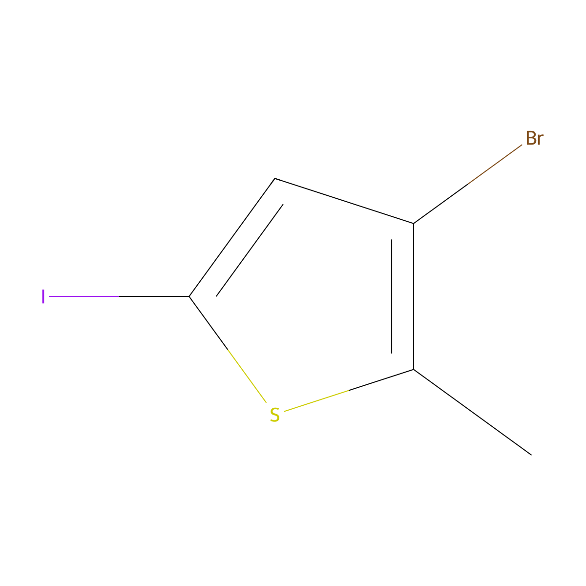 3-Bromo-5-iodo-2-methylthiophene molecular structure, CAS 1597068-42-2