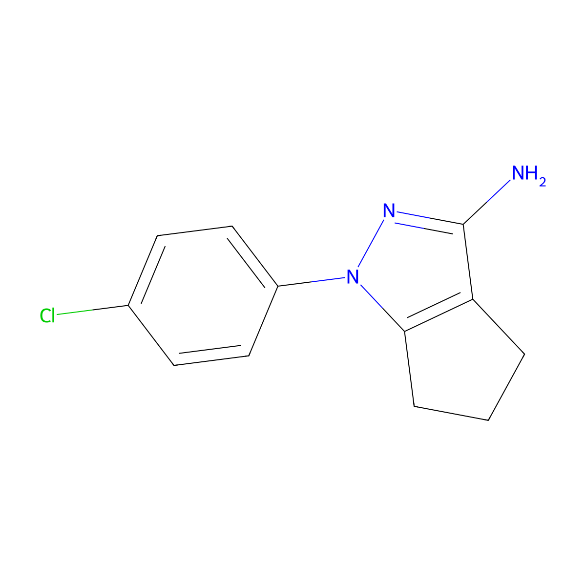 1-(4-chlorophenyl)-1H,4H,5H,6H-cyclopenta[c]pyrazol-3-amine molecular structure, CAS 1597072-09-7