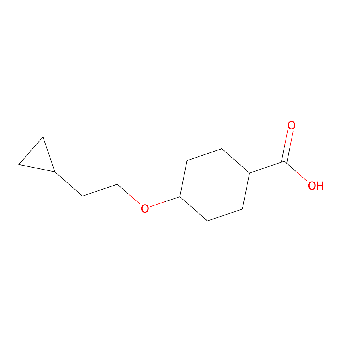 4-(2-Cyclopropylethoxy)cyclohexane-1-carboxylic acid molecular structure, CAS 1597072-22-4