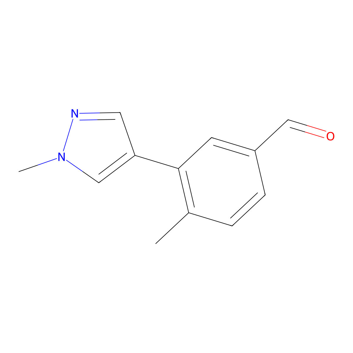 4-Methyl-3-(1-methyl-1H-pyrazol-4-yl)benzaldehyde molecular structure, CAS 1597074-49-1