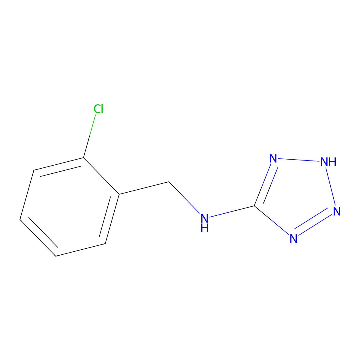 N-[(2-chlorophenyl)methyl]-2H-tetrazol-5-amine molecular structure, CAS 159708-92-6