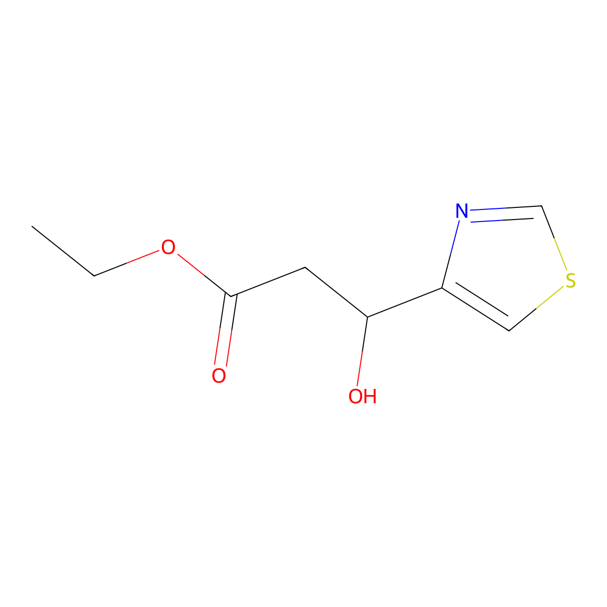 Ethyl 3-Hydroxy-3-(4-thiazolyl)propanoate molecular structure, CAS 1597086-99-1
