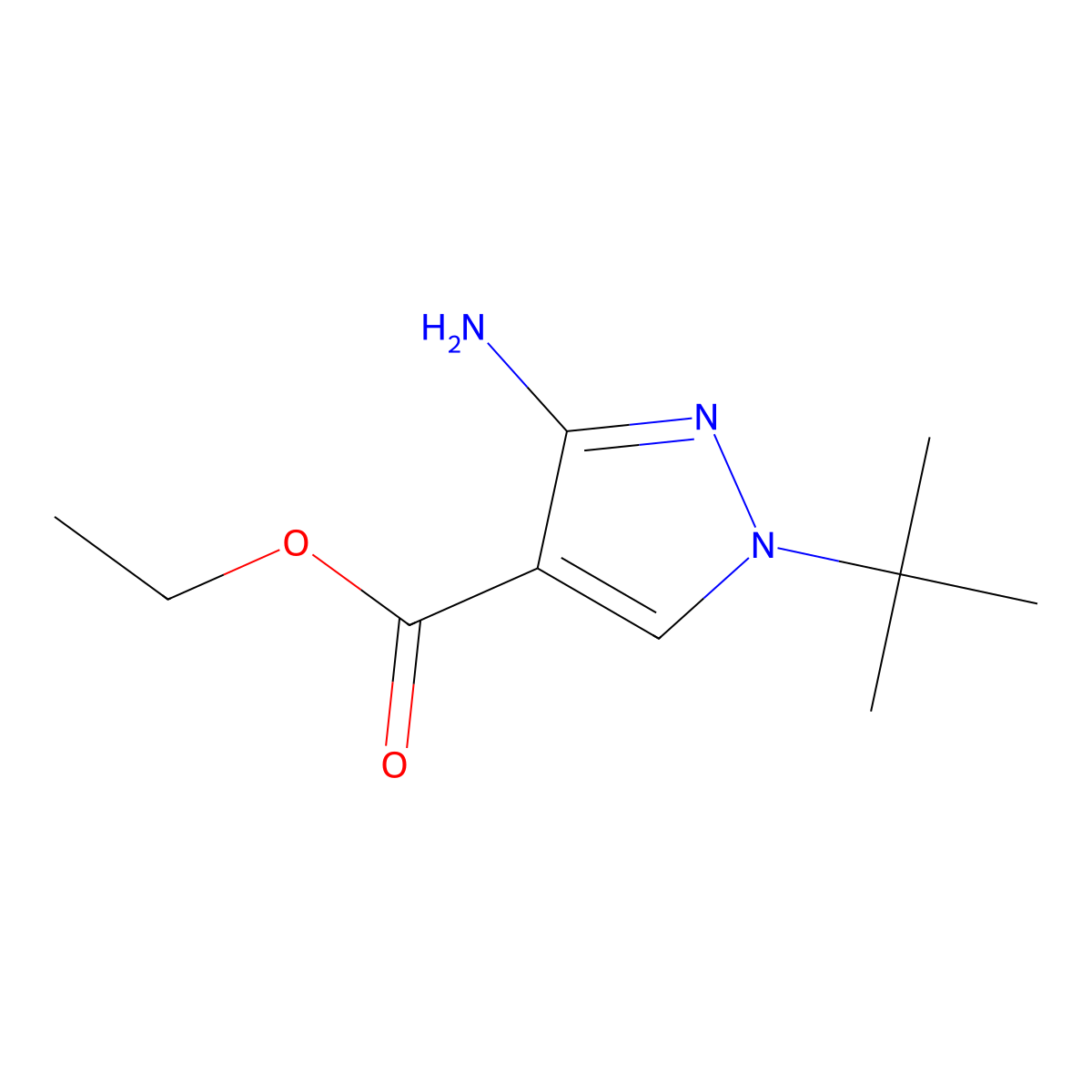 ethyl 3-amino-1-tert-butyl-1H-pyrazole-4-carboxylate molecular structure, CAS 159709-55-4
