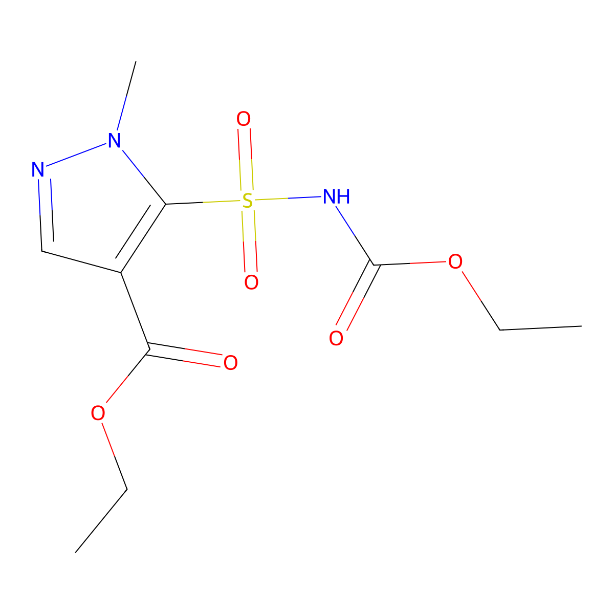 N-(Ethoxycarbonyl)-4-ethoxycarbonyl-1-methylpyrazole-5-sulfonamide molecular structure, CAS 159709-60-1