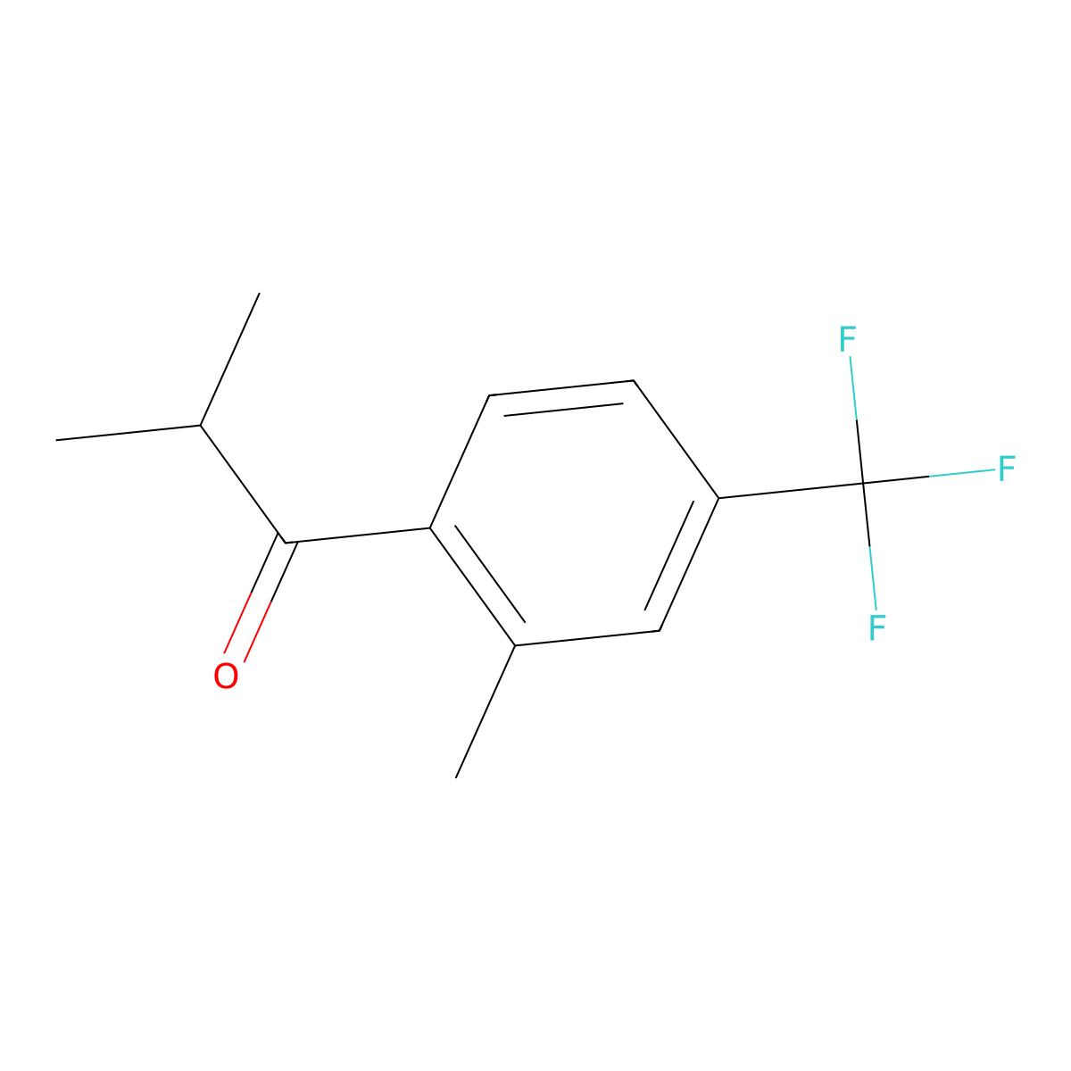2-Methyl-1-[2-methyl-4-(trifluoromethyl)phenyl]-1-propanone molecular structure, CAS 1597110-14-9