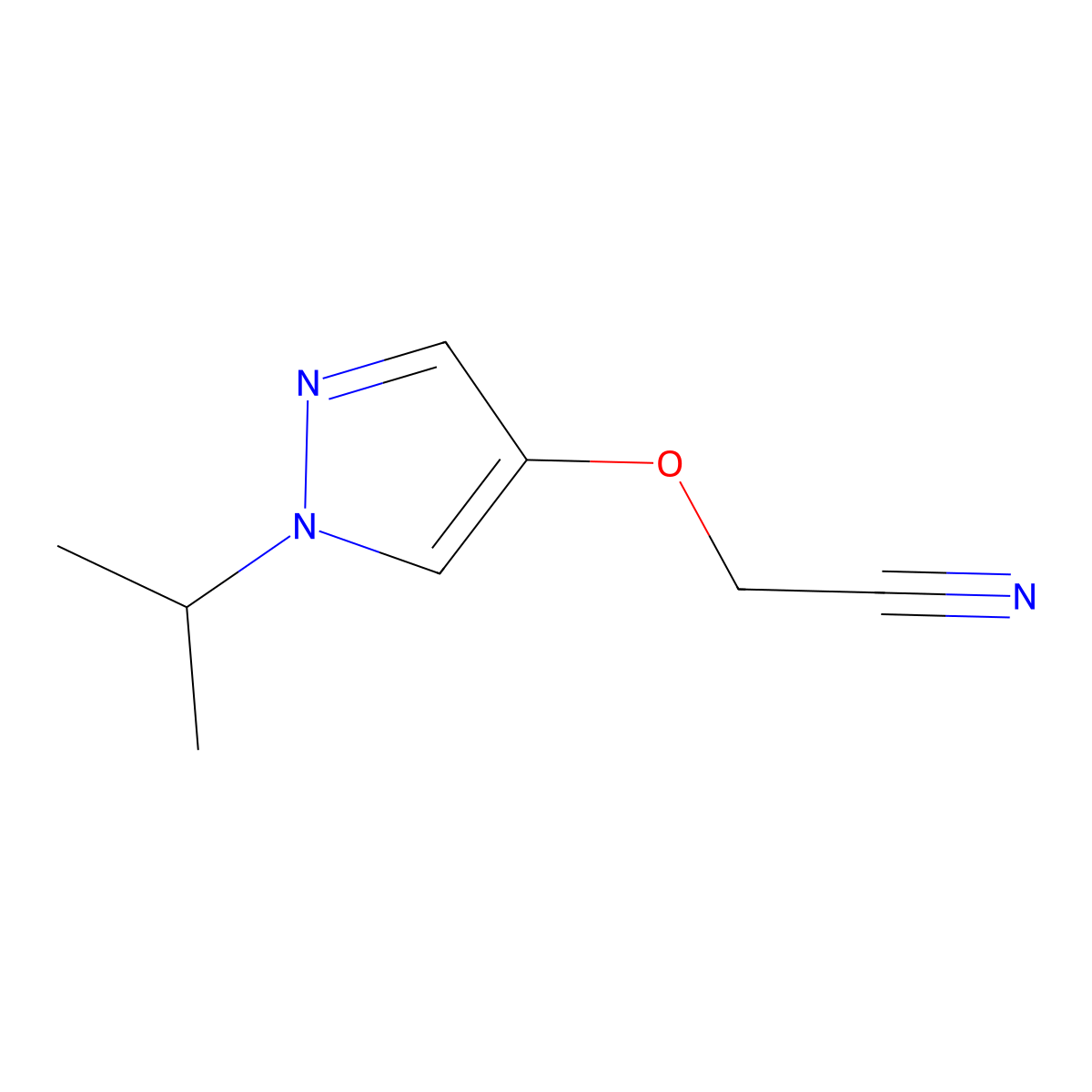 2-{[1-(Propan-2-yl)-1H-pyrazol-4-yl]oxy}acetonitrile molecular structure, CAS 1597166-80-7