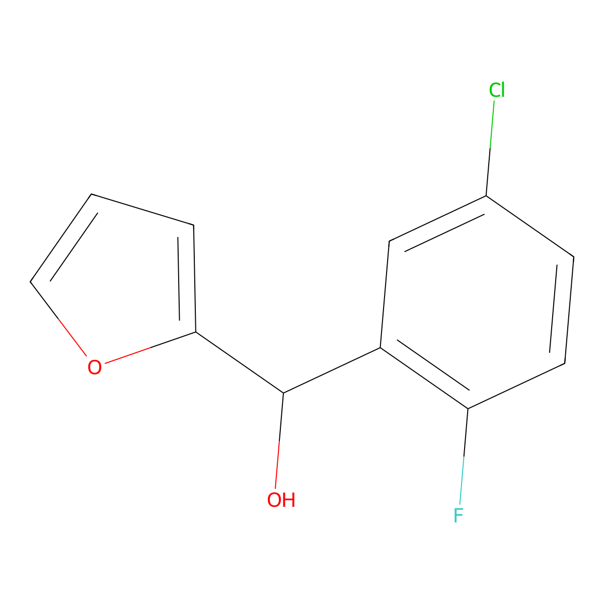 (5-Chloro-2-fluorophenyl)(furan-2-yl)methanol molecular structure, CAS 1597168-59-6