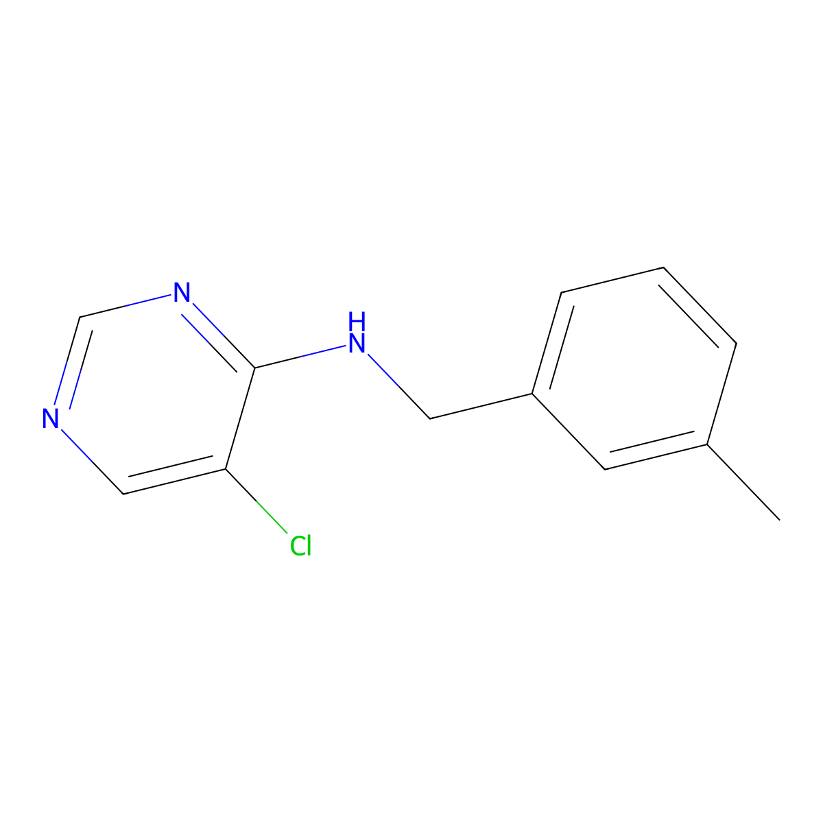 5-chloro-N-[(3-methylphenyl)methyl]pyrimidin-4-amine molecular structure, CAS 1597176-23-2