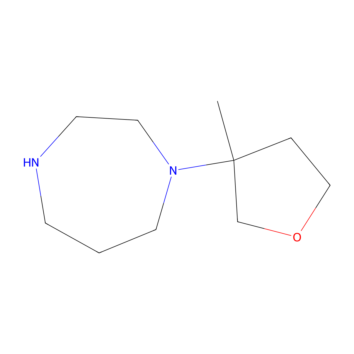 1-(3-Methyloxolan-3-yl)-1,4-diazepane molecular structure, CAS 1597180-38-5