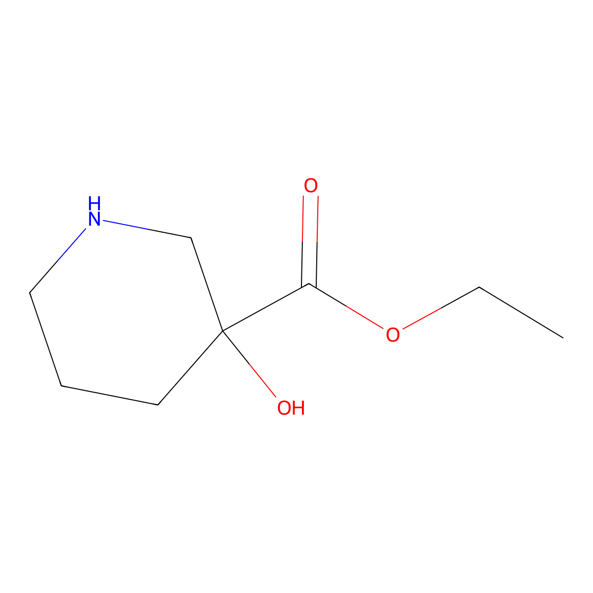 Ethyl 3-hydroxypiperidine-3-carboxylate molecular structure, CAS 1597224-31-1