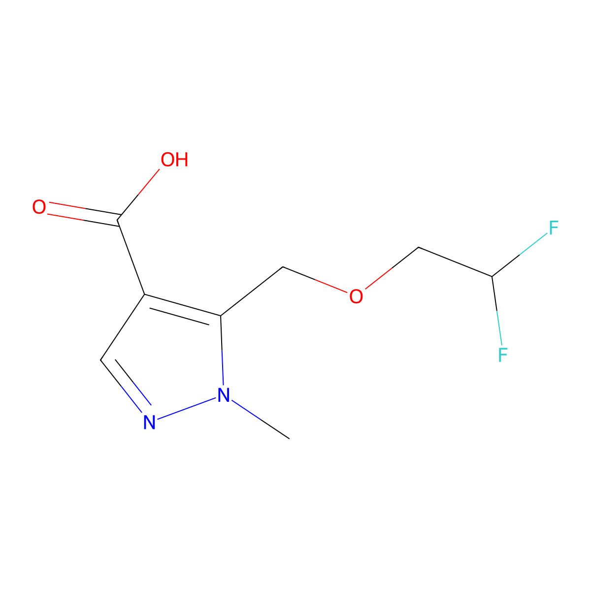 5-[(2,2-Difluoroethoxy)methyl]-1-methyl-1H-pyrazole-4-carboxylic acid molecular structure, CAS 1597224-87-7