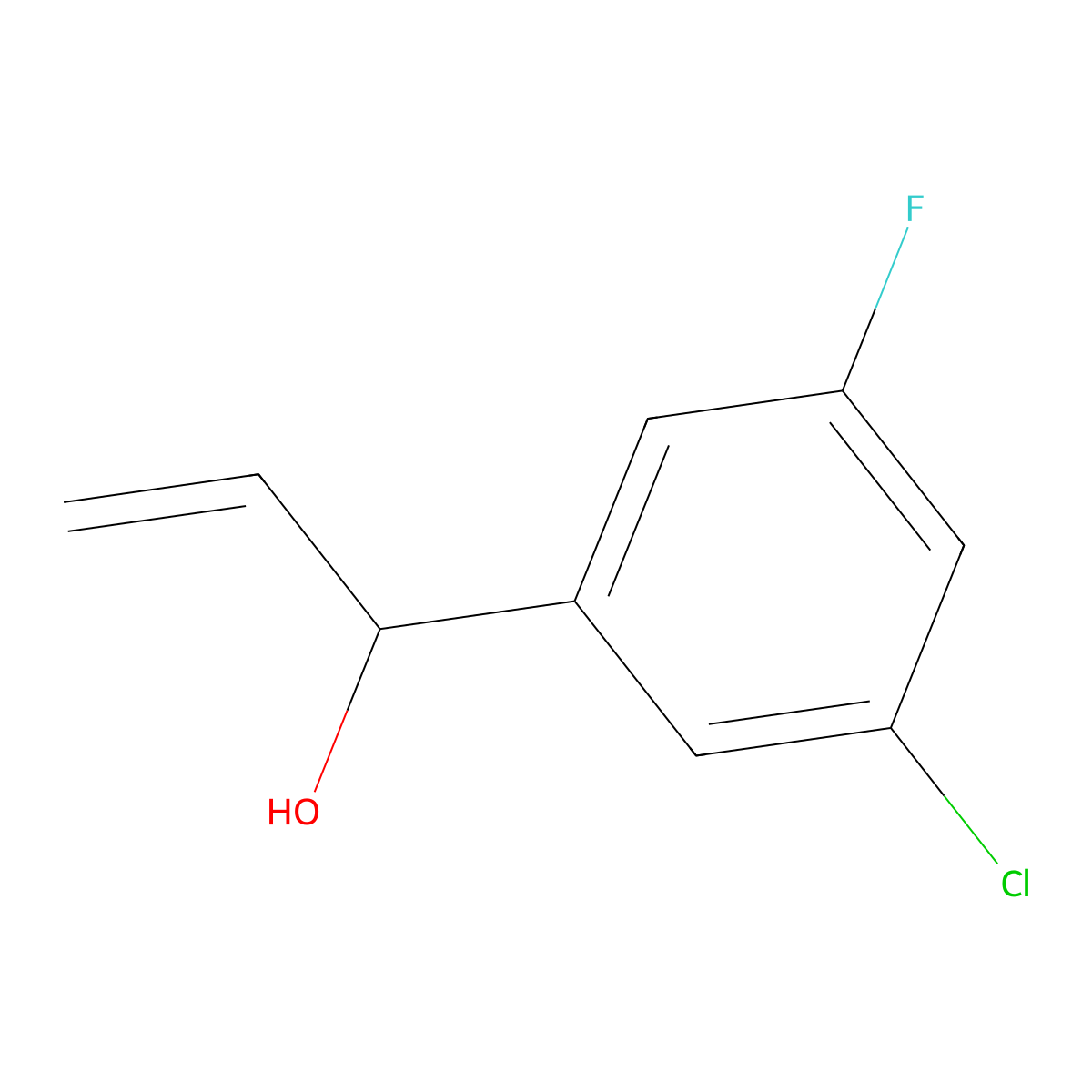 1-(3-Chloro-5-fluorophenyl)prop-2-en-1-ol molecular structure, CAS 1597241-95-6