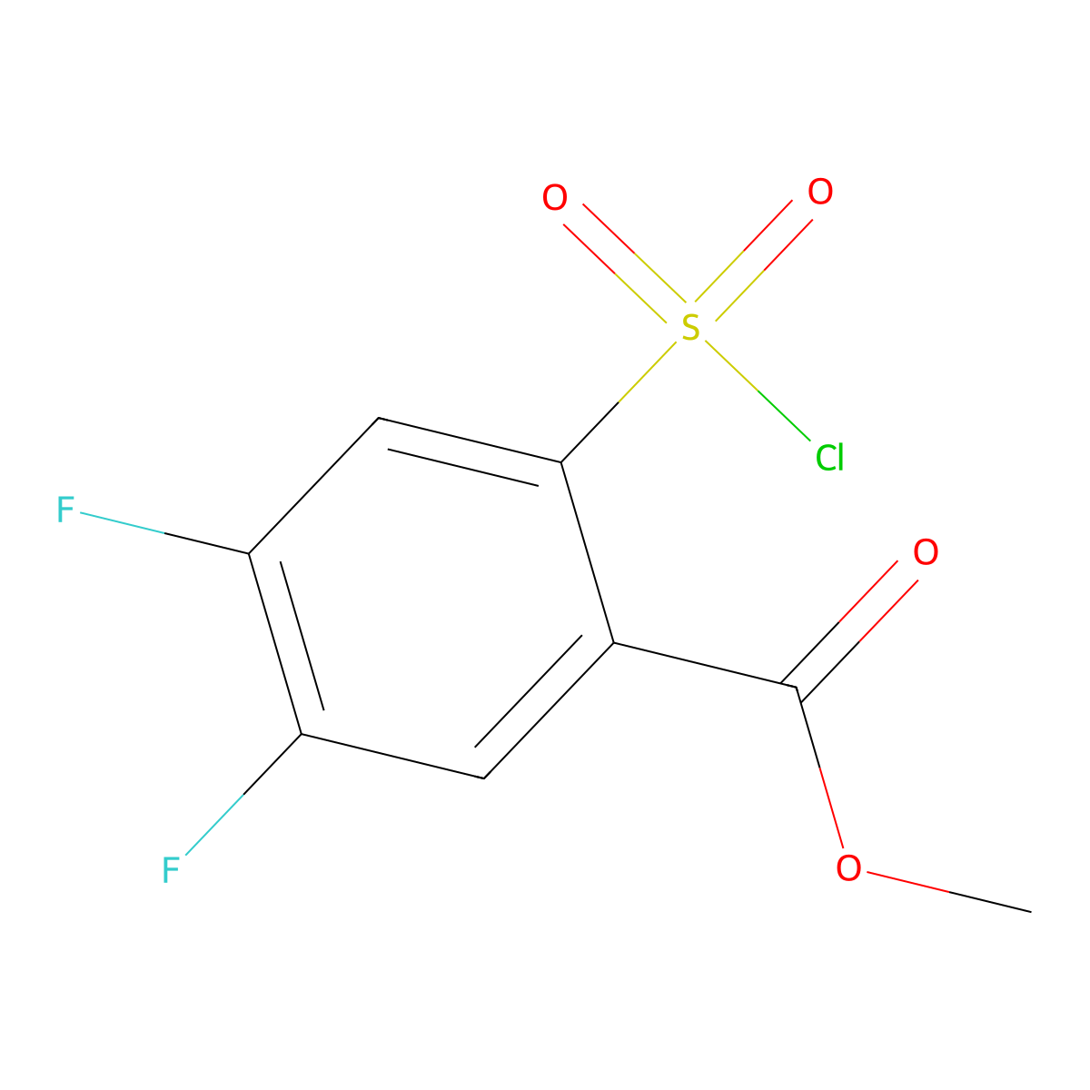 Methyl 2-(chlorosulfonyl)-4,5-difluorobenzoate molecular structure, CAS 1597246-16-6