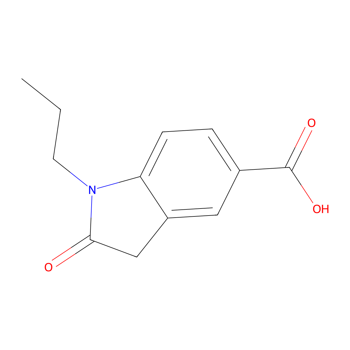 2-oxo-1-propyl-2,3-dihydro-1H-indole-5-carboxylic acid molecular structure, CAS 1597248-98-0