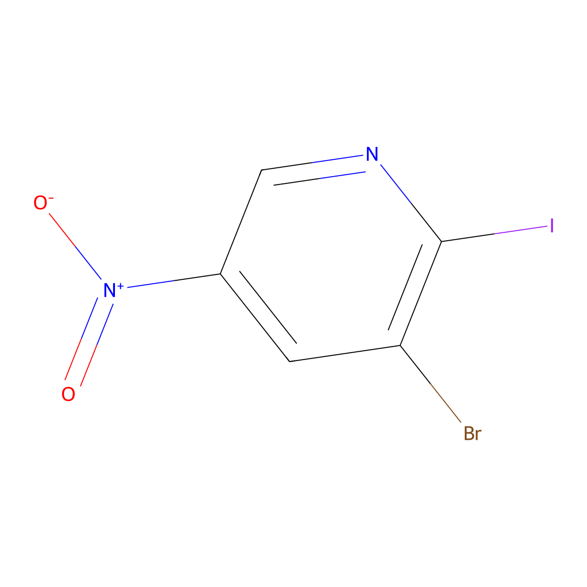 3-Bromo-2-iodo-5-nitropyridine molecular structure, CAS 1597260-56-4