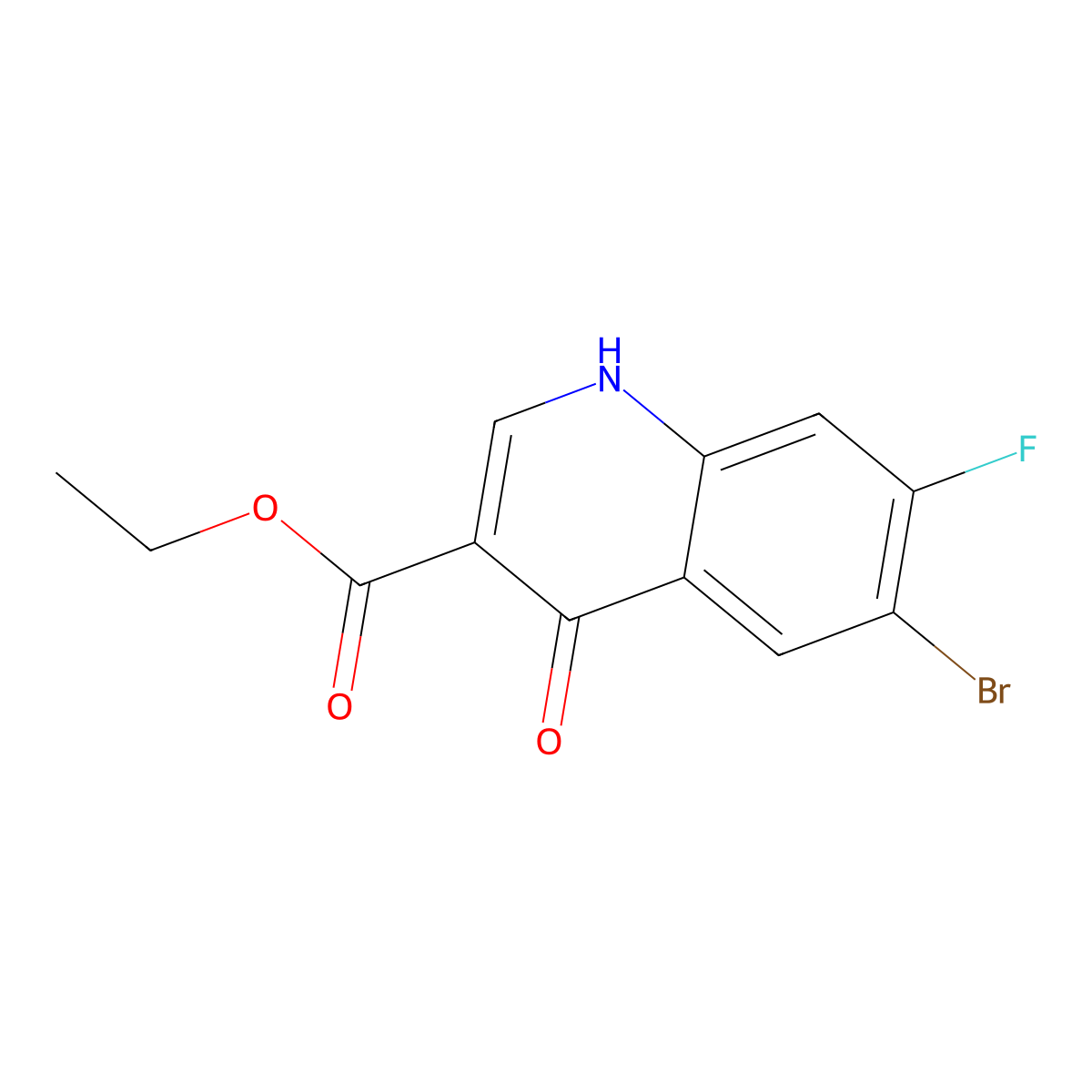 Ethyl 6-bromo-7-fluoro-4-oxo-1,4-dihydroquinoline-3-carboxylate molecular structure, CAS 159727-93-2