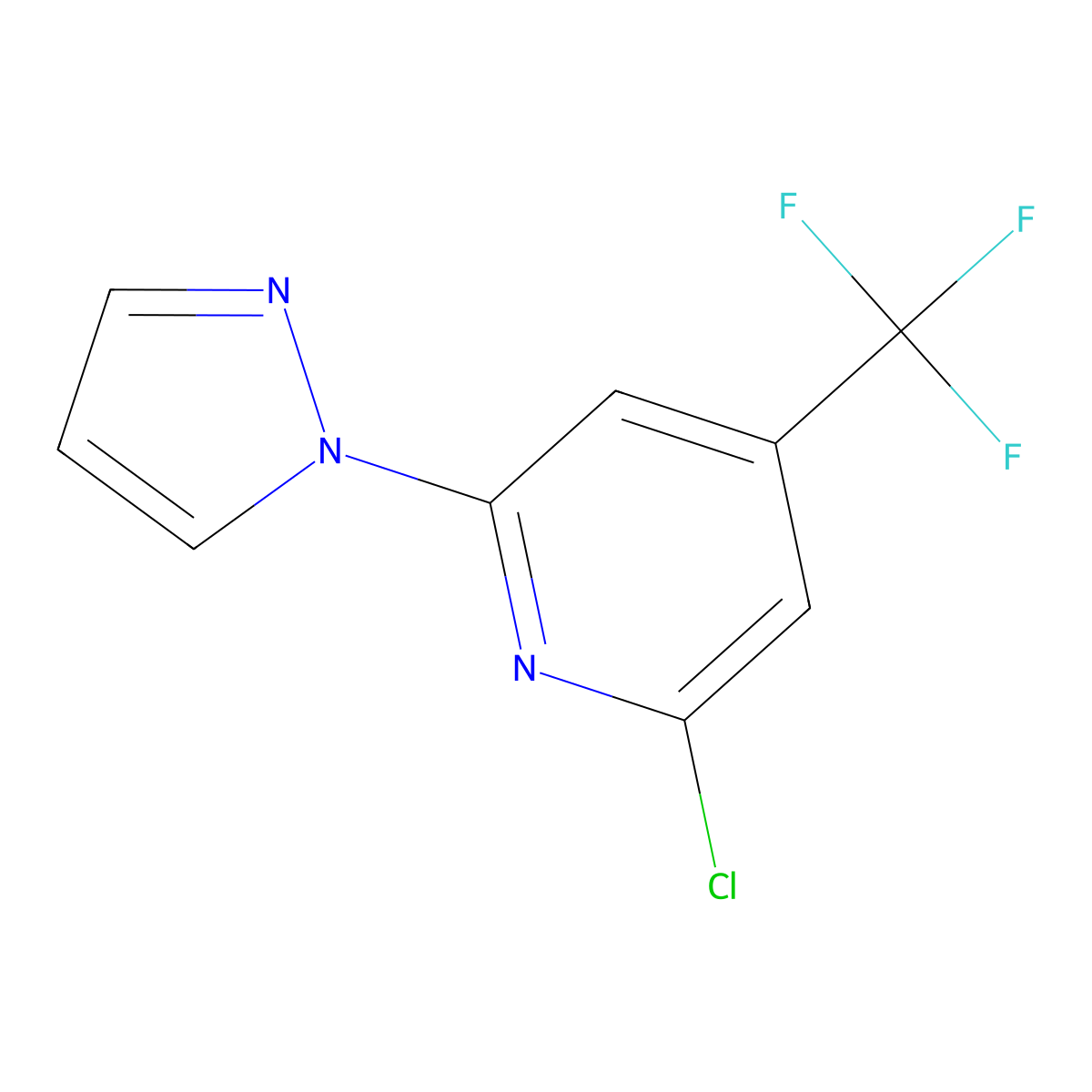 2-Chloro-6-(1H-pyrazol-1-yl)-4-(trifluoromethyl)pyridine molecular structure, CAS 1597272-28-0