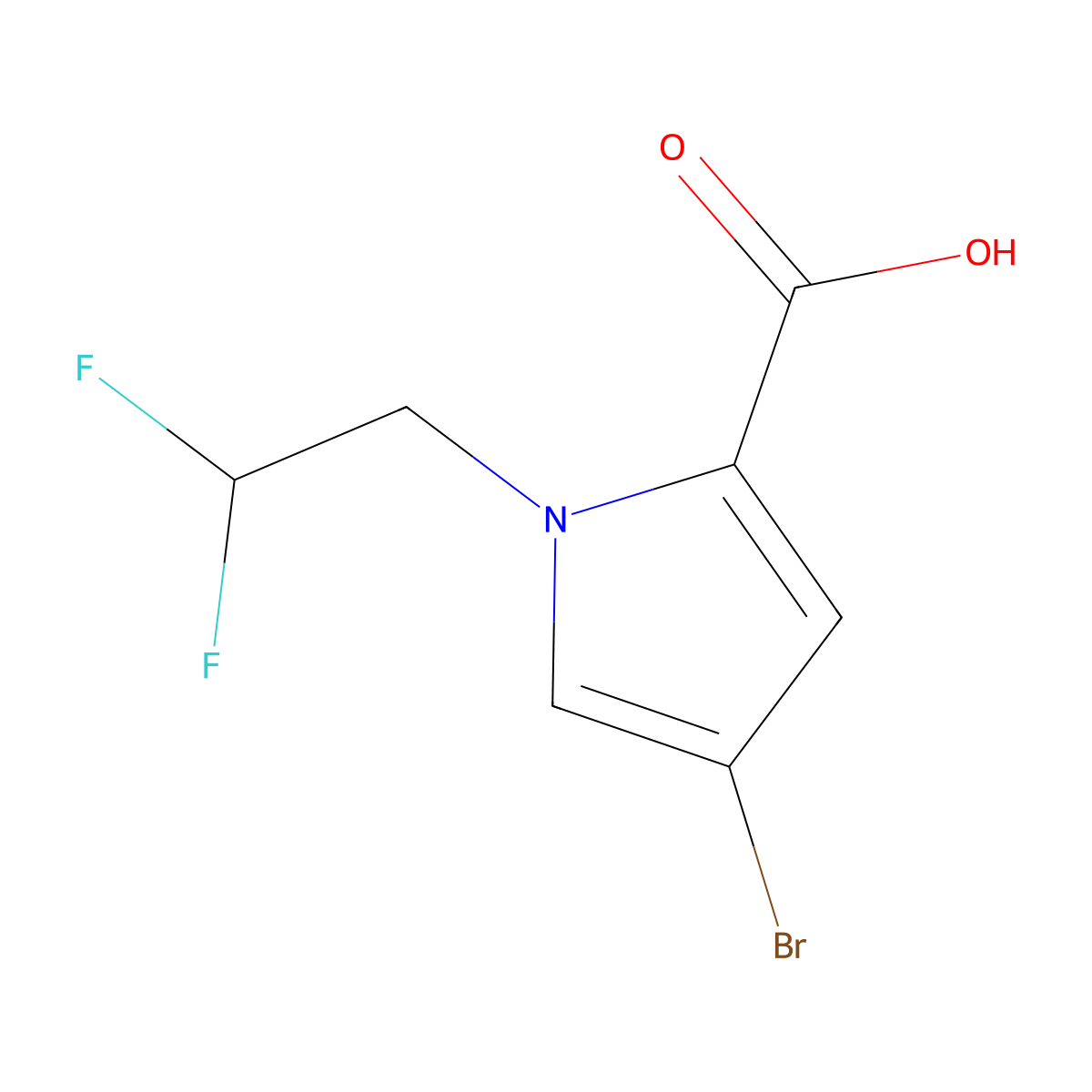 4-Bromo-1-(2,2-difluoroethyl)pyrrole-2-carboxylic acid molecular structure, CAS 1597275-41-6