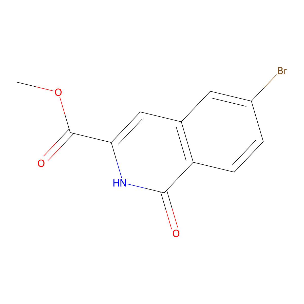 Methyl 6-bromo-1-oxo-1,2-dihydroisoquinoline-3-carboxylate molecular structure, CAS 1597277-07-0
