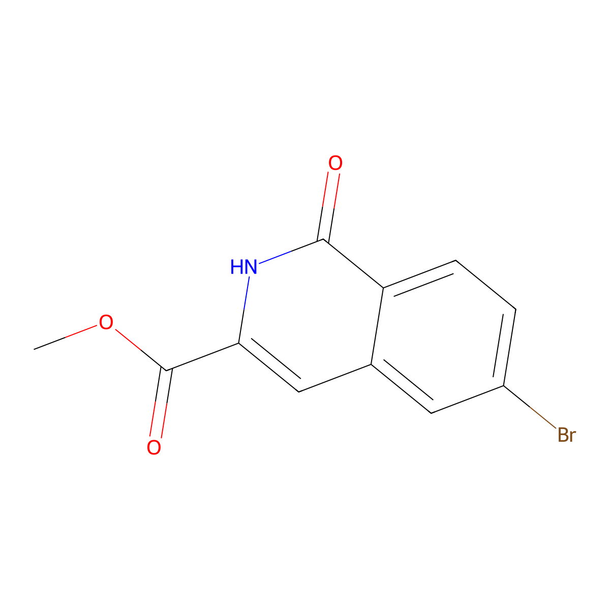 Methyl 6-bromo-1-oxo-1,2-dihydroisoquinoline-3-carboxylate molecular structure, CAS 1597277-07-0