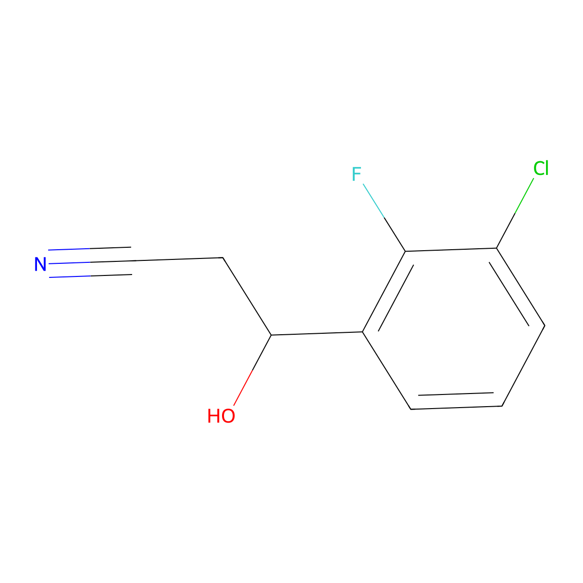 3-(3-Chloro-2-fluorophenyl)-3-hydroxypropanenitrile molecular structure, CAS 1597278-12-0