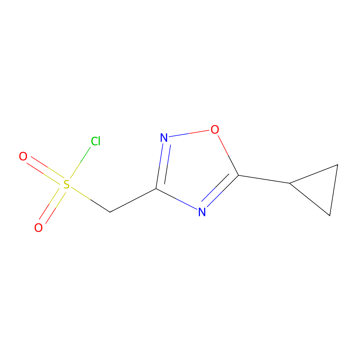 (5-Cyclopropyl-1,2,4-oxadiazol-3-yl)methanesulfonyl chloride molecular structure, CAS 1597298-23-1