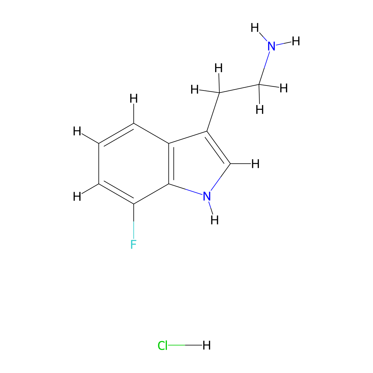2-(7-Fluoro-1H-indol-3-yl)ethanamine hydrochloride molecular structure, CAS 159730-09-3