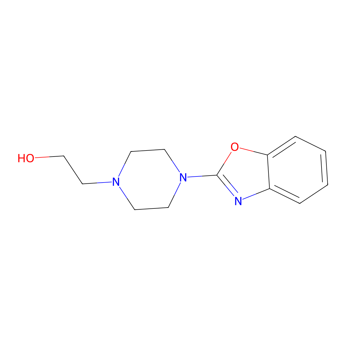 2-[4-(2-Hydoxyethyl)-1-piperazinyl]benzoxazole molecular structure, CAS 159731-49-4