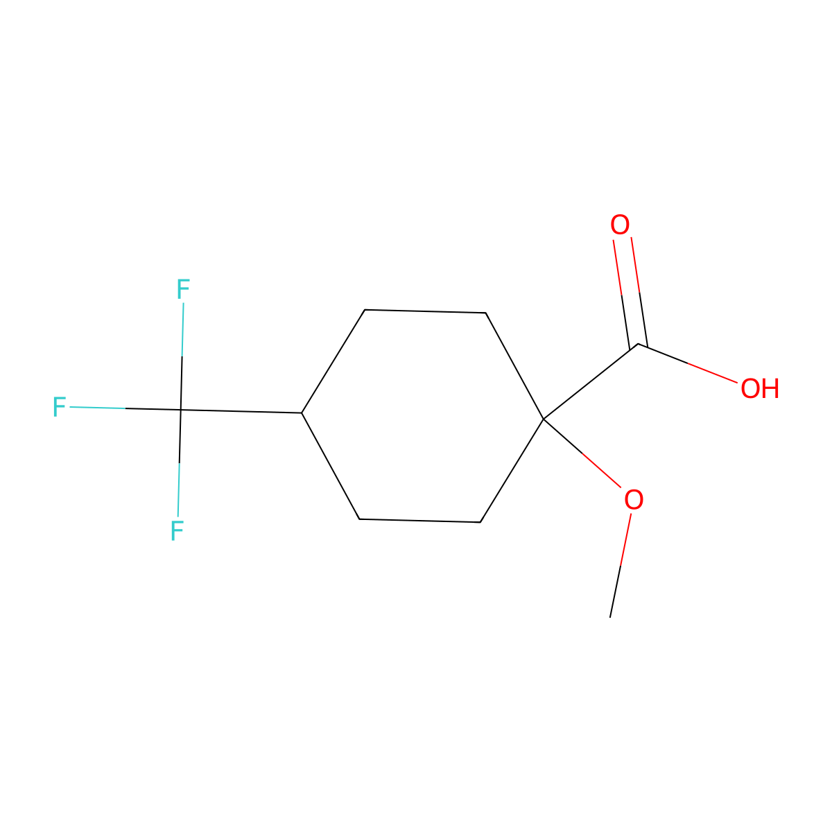 1-Methoxy-4-(trifluoromethyl)cyclohexane-1-carboxylic acid molecular structure, CAS 1597315-22-4