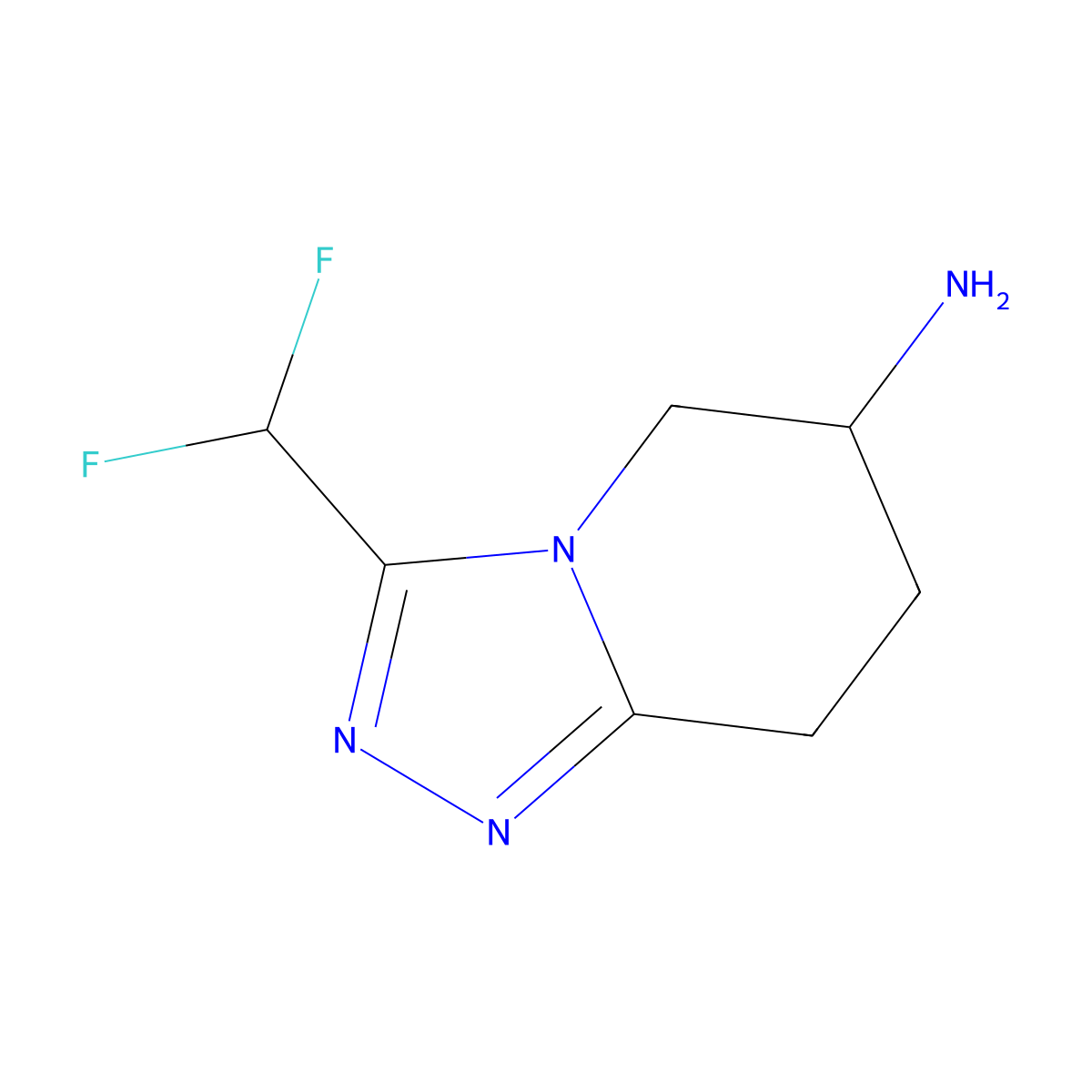 3-(difluoromethyl)-5H,6H,7H,8H-[1,2,4]triazolo[4,3-a]pyridin-6-amine molecular structure, CAS 1597323-86-8