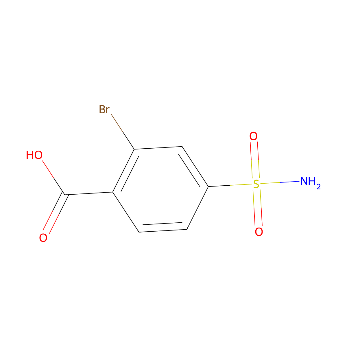 2-Bromo-4-sulfamoylbenzoic acid molecular structure, CAS 159733-67-2