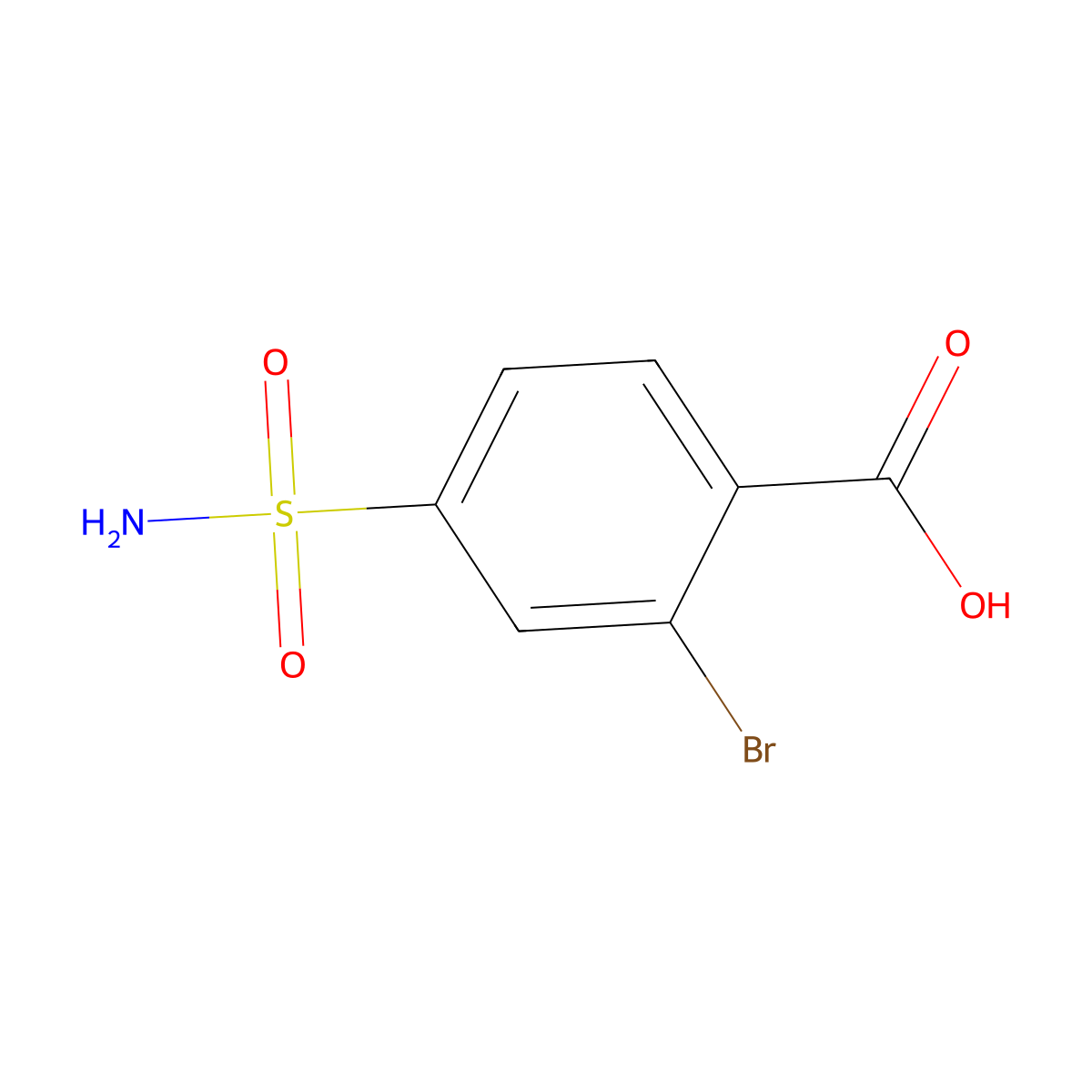 2-Bromo-4-sulfamoylbenzoic acid molecular structure, CAS 159733-67-2