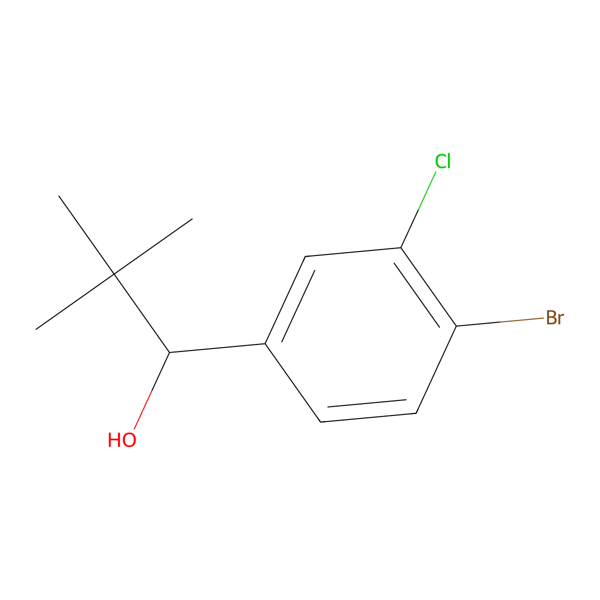 4-Bromo-3-chloro-alpha-(1,1-dimethylethyl)benZenemethanol molecular structure, CAS 1597346-49-0