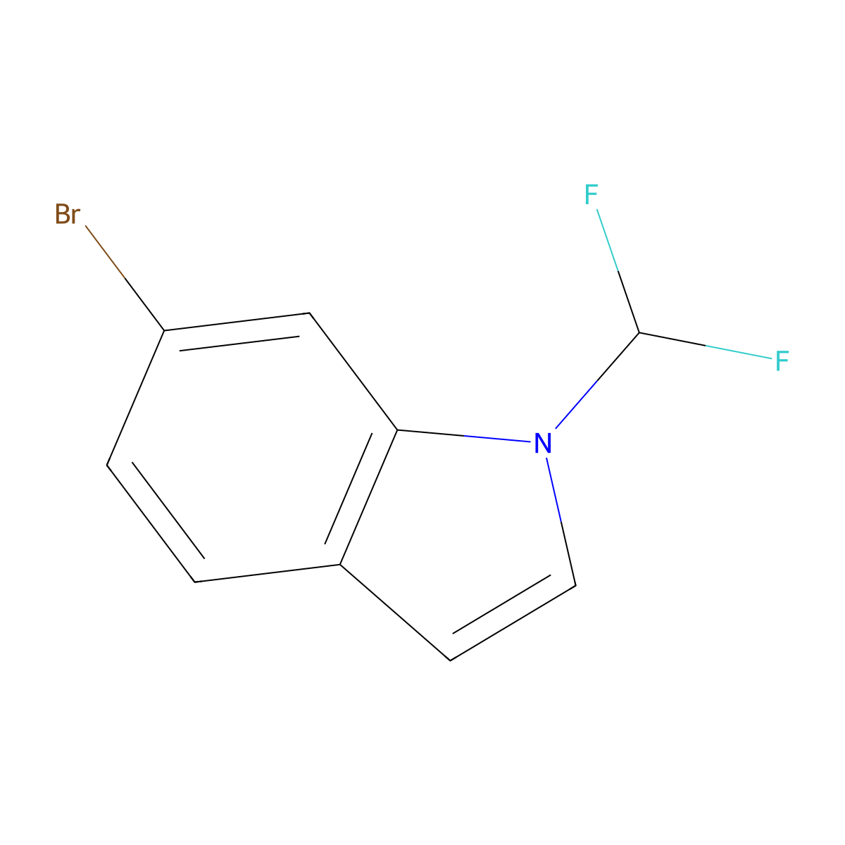 6-bromo-1-(difluoromethyl)-1H-indole molecular structure, CAS 1597350-91-8