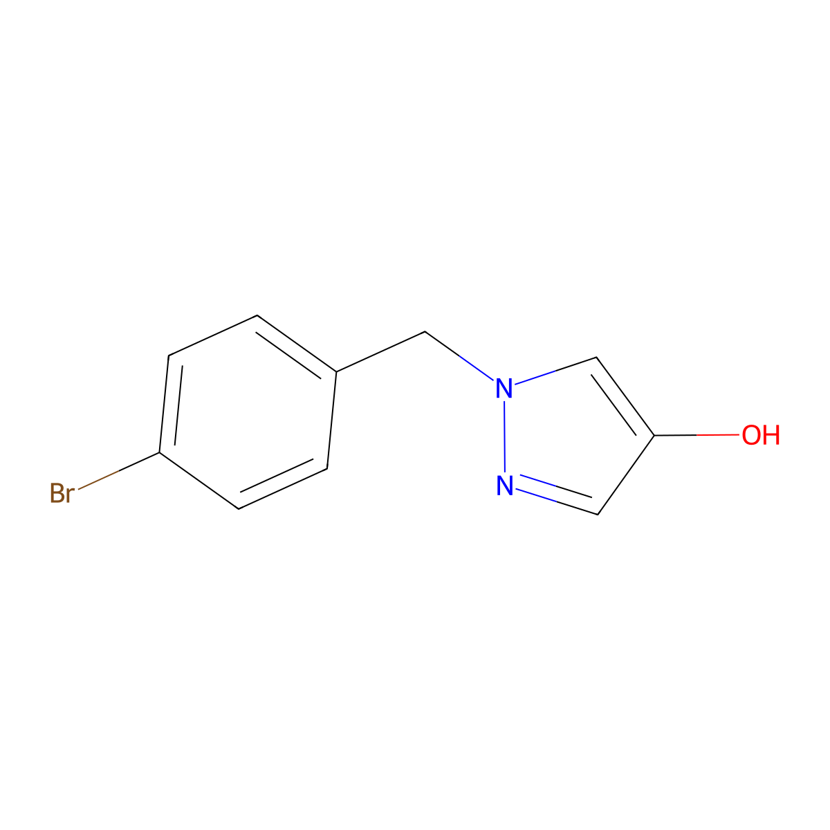 1-(4-Bromo-benzyl)-1H-pyrazol-4-ol molecular structure, CAS 1597368-43-8