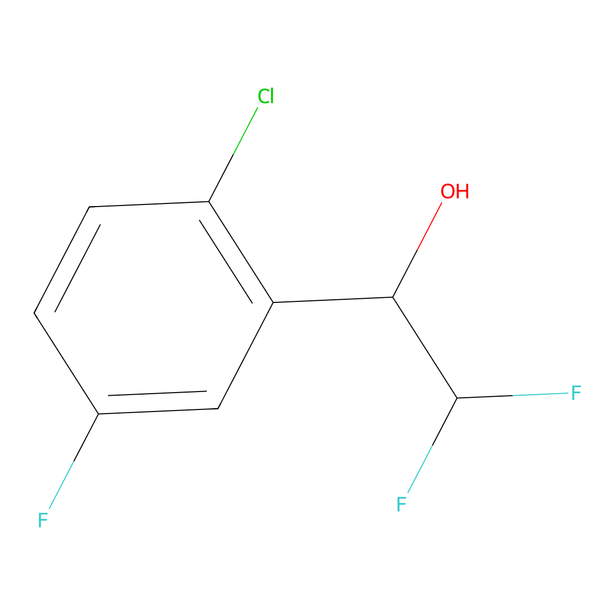 1-(2-Chloro-5-fluorophenyl)-2,2-difluoroethan-1-ol molecular structure, CAS 1597376-84-5